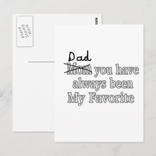 Papa is altijd mijn favoriete grappige grap Vaderd Briefkaart (Voorkant / Achterkant)