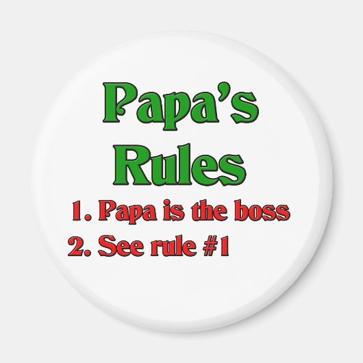 Papa is de baas magneet (Voorkant)