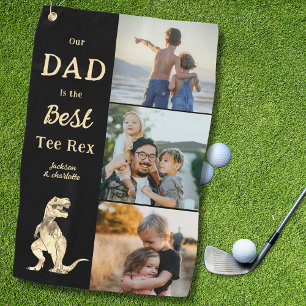 Papa is de Beste Tee Rex 3 Foto Grappig Golfhanddoek