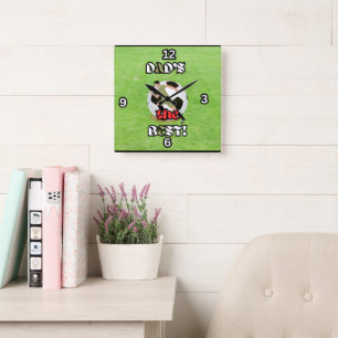 Papa is de beste voetbalveld vierkante wandklok