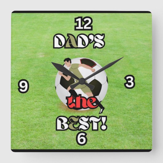 Papa is de beste voetbalveld vierkante wandklok (Voorkant)
