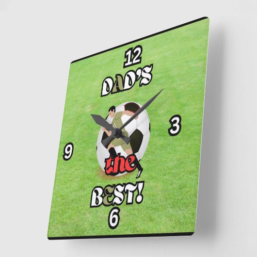Papa is de beste voetbalveld vierkante wandklok (Hoek)