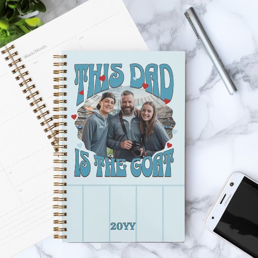 Papa is de Geit Foto Blauw Rood Retro Planner