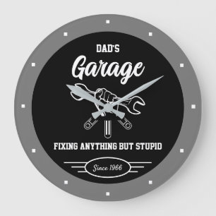 Papa is elke naam Garage Funny Slogan Hand Tools F Grote Klok
