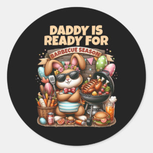 Papa is klaar voor het grillseizoen Paashaas Bb Ronde Sticker