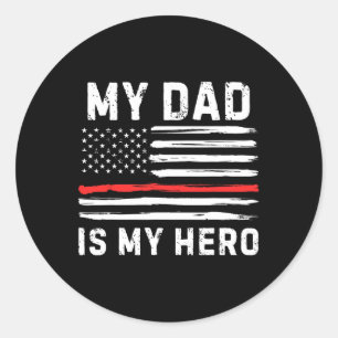 Papa is mijn held brandweerman rode lijn Amerikaan Ronde Sticker