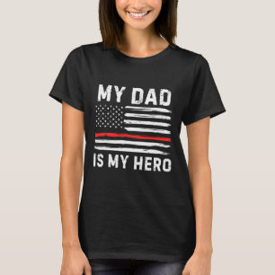 Papa is mijn held brandweerman rode lijn Amerikaan T-shirt