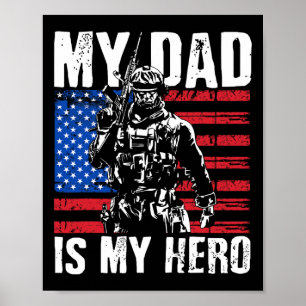 Papa is mijn held leger papa vaderdag en 4 juli poster