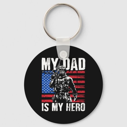 Papa is mijn held leger papa vaderdag en 4 juli sleutelhanger (Voorkant)