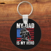 Papa is mijn held leger papa vaderdag en 4 juli sleutelhanger (Voorkant)