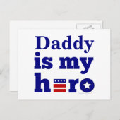 Papa is mijn held patriottisch rood wit en blauw briefkaart (Voorkant / Achterkant)