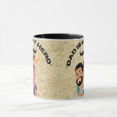 "Papa is mijn held" Vader dag mokken (Midden)