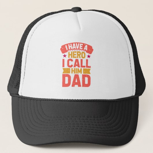 Papa is mijn Hero Birthday of Vaderdag Ballcap Trucker Pet (Voorkant)