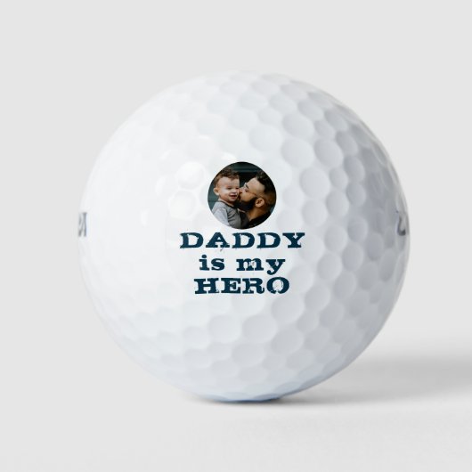 Papa is mijn Hero Pap Foto Vader Dag Golfballen (Voorkant)