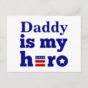 Papa is Mijn Hero Patriotic Red White en Blue Briefkaart