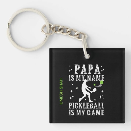 PAPA is mijn naam PICKLEBALL is mijn spelcadeau vo Sleutelhanger (voorkant)