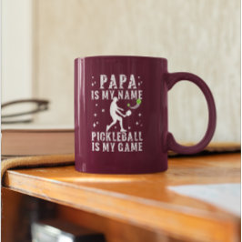 PAPA is mijn naam PICKLEBALL is mijn spelcadeau vo Tweekleurige Koffiemok