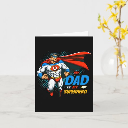 Papa is mijn superheld Coole kinderen Vaderdag str Kaart (Gele Bloem)