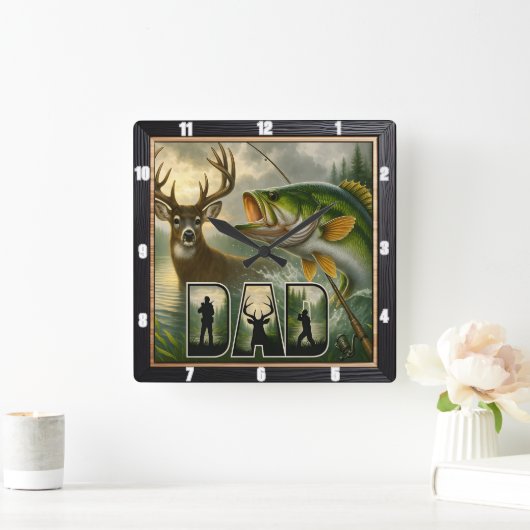 Papa jaagt op Gevist wild Vierkante Klok (Huis)