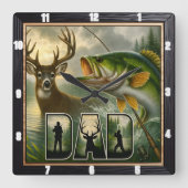 Papa jaagt op Gevist wild Vierkante Klok (Voorkant)