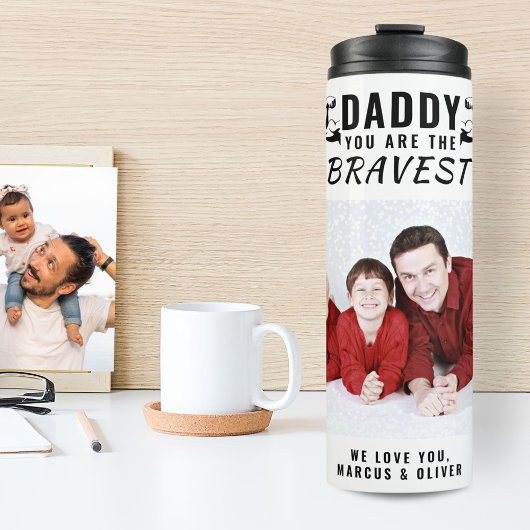 Papa, je bent de Dapperste Vaderdag-foto Thermosbeker