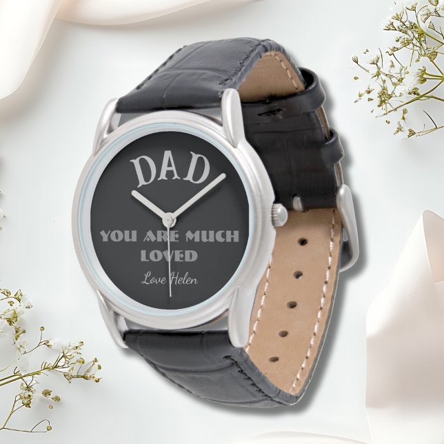 Papa, je bent een geliefde klassieke lederen band  horloge (Dad You Are Much Loved -Classic Leather Strap Sports Watch.)