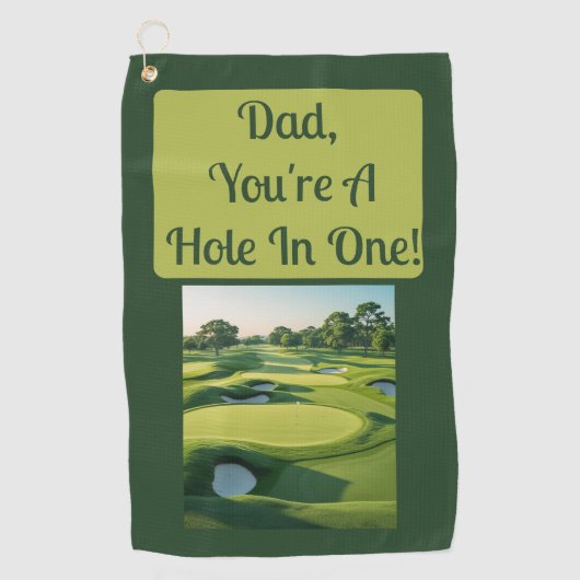 Papa, je bent een Hole In One! Golfhanddoek (Voorkant)
