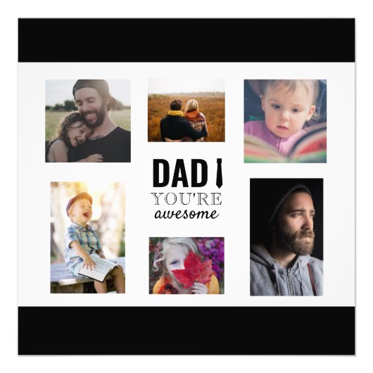 Papa Je bent Geweldige Collage Vaderdag Typografie Foto Afdruk (Voorkant)