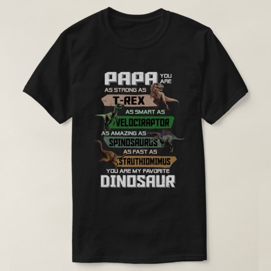 Papa Je bent mijn favoriete dinosaurus T-Rex vader T-shirt (Design voorkant)
