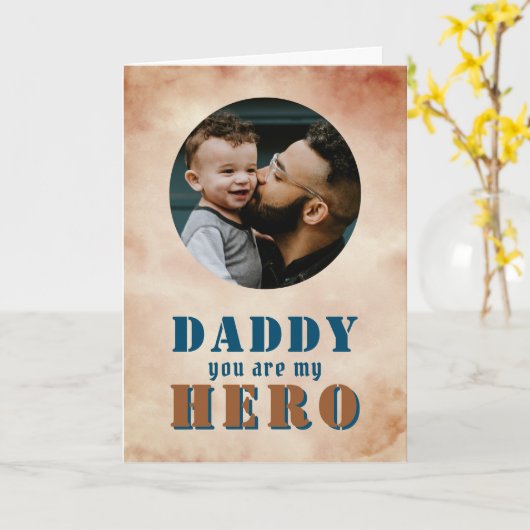 Papa je bent mijn Held Vader Foto Vaderdag  Kaart (Gele Bloem)