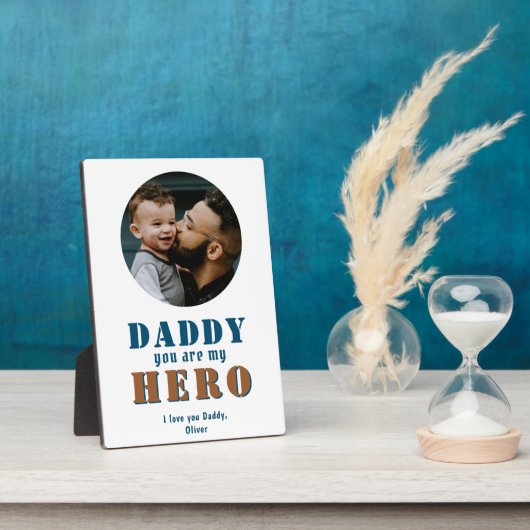 Papa je bent mijn Hero Pap Foto Vader Dag Fotoplaat (Zijkant)