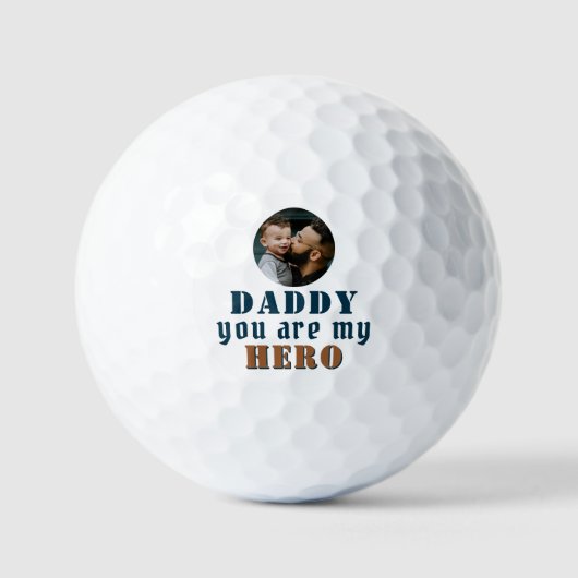 Papa je bent mijn Hero Pap Foto Vader Dag Golfballen (Voorkant)