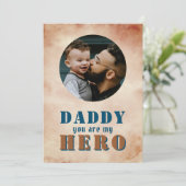 Papa je bent mijn Hero Pap Foto Vader Dag Kaart (Staand voorkant)