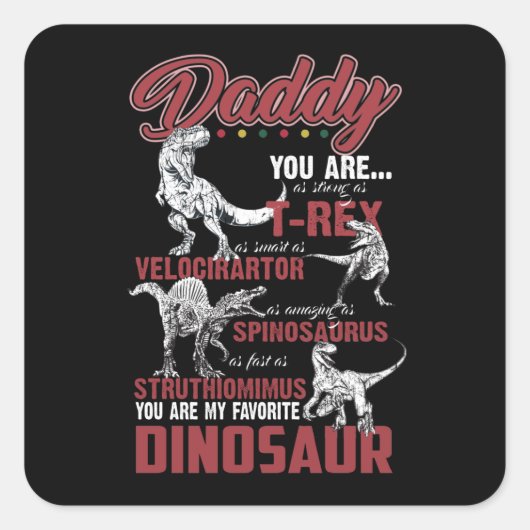 Papa je bent net zo sterk als T-rex Dinosaur Gift Vierkante Sticker (Voorkant)