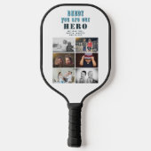 Papa je bent onze Hero 6 Foto Collage Pickleball Paddle (Achterkant)