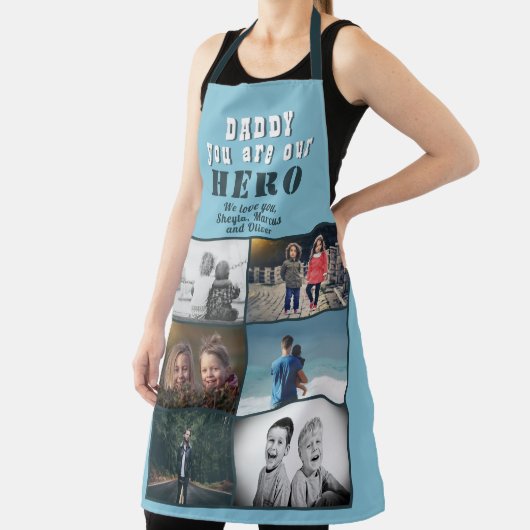 Papa je bent onze Hero 6 Foto Collage Schort (Insitu)
