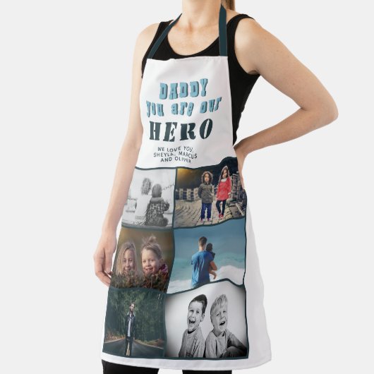 Papa je bent onze Hero 6 Foto Collage Schort (Insitu)