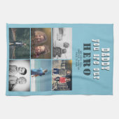 Papa je bent onze Hero 6 Foto Collage Theedoek (Horizontaal)