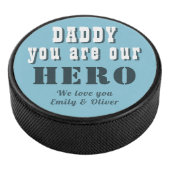 Papa je bent onze Hero Blue Vader Dag Hockey Puck (3/4)