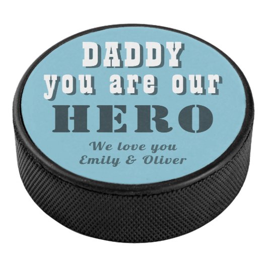 Papa je bent onze Hero Blue Vader Dag Hockey Puck (3/4)