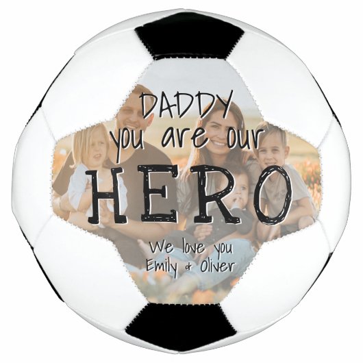 Papa je bent onze Hero Full Photo Vader Day Voetbal (Voorkant)