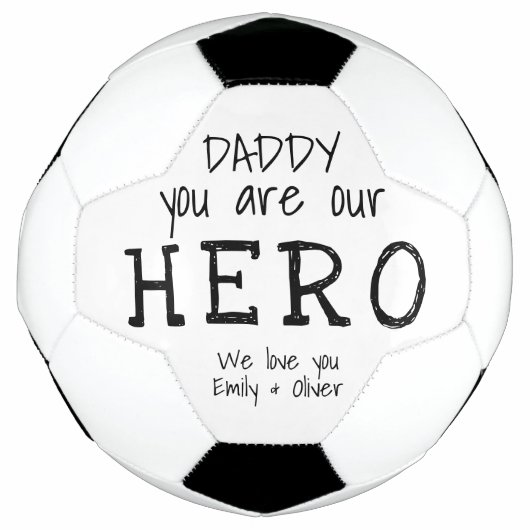 Papa, je bent onze Hero Kind Names Voetbal (Voorkant)