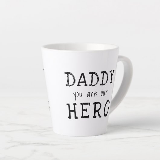 Papa je bent onze Hero Typografie Vader Dag Latte Mok (Rechterhoek)