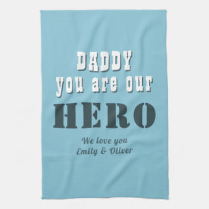 Papa je bent onze Hero Typografie Vader Dag Theedoek