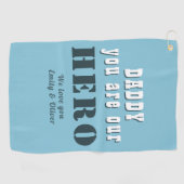 Papa je bent onze Hero Typografie Vader's Day Gol Golfhanddoek (Horizontaal)