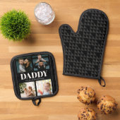 Papa Je bent onze Superhero Fotocollage Patroon Ovenwant & Pannenlap Set (Top down)