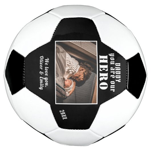 Papa, jij bent een held Familie Foto Aandenken Voetbal (Gedraaid)