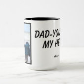 Papa-jij bent mijn held foto/tekst tweekleurig mok (Midden)