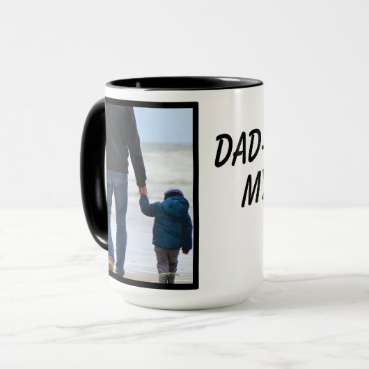 Papa-jij bent mijn held foto/tekst tweekleurig mok (Voorkant links)