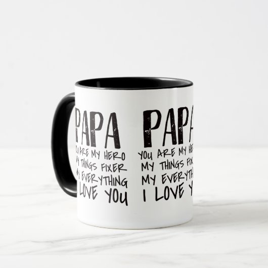 Papa jij bent mijn held mok (Voorkant links)